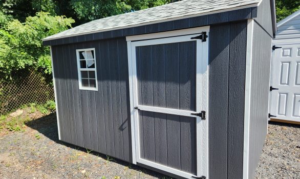 Stock#33-24 8×12 wood A-frame no bells midnight gray $3095.00