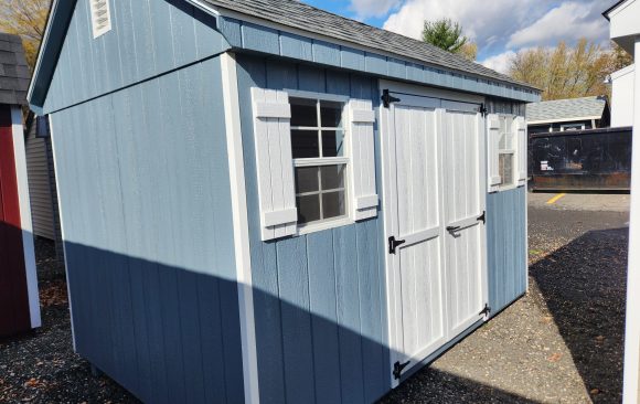 Stock#52-24 8×12 Wood Cape 2 white doors,  4x8 loft $3910.00