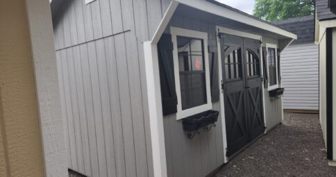 10x16 Wood Quaker Shed - Flower Boxes, Loft - Stock #44-26, $6896