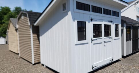 8x12 Painted Wood Lean-To Studio - Transom Glass, Windows - Stock #48-26, $5701