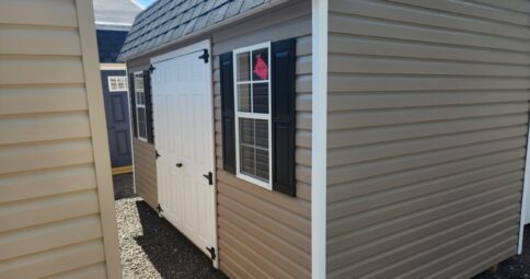 8x14 Vinyl Dutch Barn Shed - Lofts, Windows - Stock #20-26, $5080