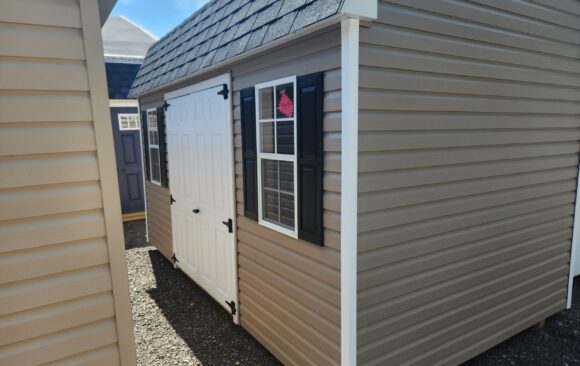 8x14 Vinyl Dutch Barn Shed - Lofts, Windows - Stock #20-26, $5080