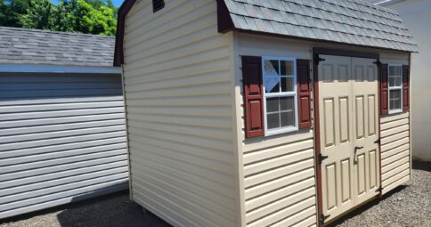 8x12 Vinyl Dutch Barn Shed - Painted Doors, Lofts - Stock #46-26, $4744