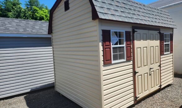 8x12 Vinyl Dutch Barn Shed - Painted Doors, Lofts - Stock #46-26, $4744