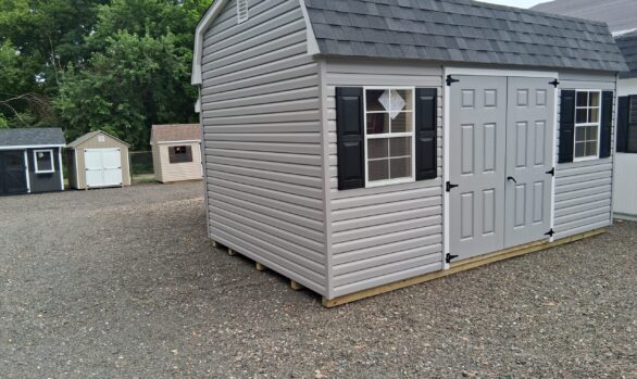 10x16 Vinyl Dutch Barn Shed - Lofts, 7’ Walls - Stock #54-26, $6485